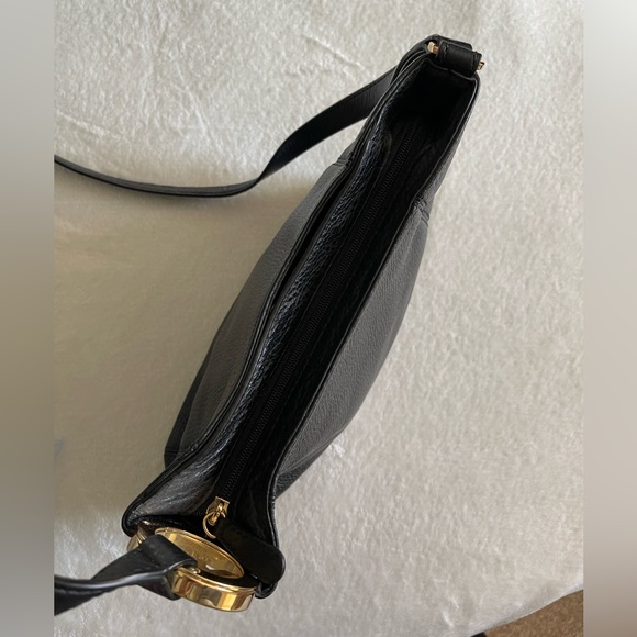 Michael Kors Black Leather Bag w Gold MK - Picture 6 of 9